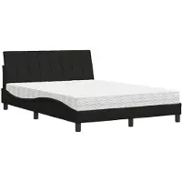vidaXL Bed met matras "Hanko" stof zwart 140x200 cm