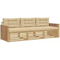 Syfax Buiten bankenset 3 pcs Wit en Beige Massief Acaciahout