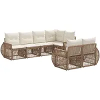 vidaXL Tuinbank Set 7 st 7-Aantal zitplaatsen Beige en Crème Wit
