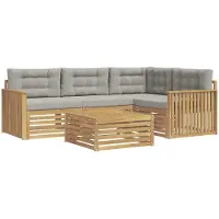 vidaXL Tuinset met 5 zitplaatsen, wit en lichtgrijs, polyester