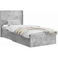 vidaXL Bedframe met opbergruimte en hoofdeinde, betonkleur, 90 x 200 cm
