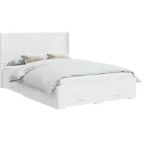 vidaXL Bedframe met opbergruimte en hoofdeinde, wit, houtvezel
