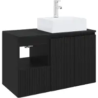 vidaXL Badkameraccessoireset, 2 stuks, zwart, houtvezel