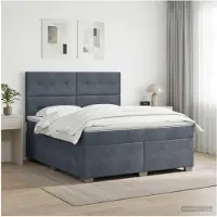 vidaXL Boxspringbed met matras, donkergrijs, 140 x 190 cm, fluweel