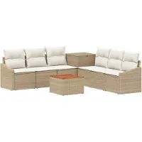 vidaXL Bankstel 8 st Beige en Crème Wit Poly Rattan en Staal