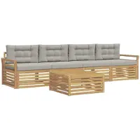 Syfax Buiten bankenset 5 pcs Wit en Lichtgrijs Massief Acaciahout