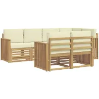 Syfax Buiten bankenset 7 pcs Wit en crèmekleurig 247 x 128,5 x 73 cm