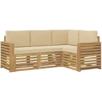 vidaXL Buiten bank set 4 st Wit en Beige Polyester