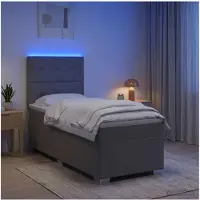 vidaXL Boxspringbed met matras, lichtgrijs, 90 x 190 cm, gestoffeerd