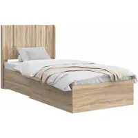 vidaXL Bedframe met opbergruimte en hoofdbord Sonoma Eiken 75 x 190 cm