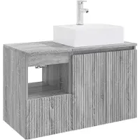 vidaXL Badkamerkast set, 2 stuks, grijs Sonoma, houtfineer