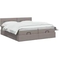 vidaXL Ottomanbed met matras en LED-verlichting, taupekleurig, 200 x 200 cm, stoffen bekleding