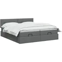 vidaXL Ottoman bed met matras en hoofdeinde, 2 stuks, donkergrijs, gestoffeerd
