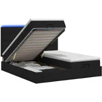 vidaXL Ottomanbed met matras en LED-verlichting, zwart, 160 x 200 cm, met stoffen bekleding