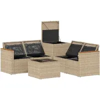 vidaXL Bankstel 6 st Beige en Lichtgrijs 55 x 55 x 37 cm