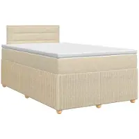 vidaXL Boxspringbed met matras, crème kleur, 120 x 190 cm, gestoffeerd
