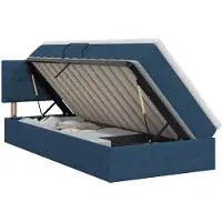 vidaXL Opbergbed met matras met hoofdeinde Blauw 100 x 200 cm fluweel