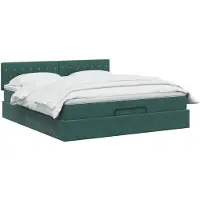 vidaXL Ottomanbed met matras en LED-verlichting, donkergroen, 180 x 200 cm, fluweel