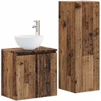 vidaXL Badkamerkast set 2 st Oud hout 33 x 34,5 x 100 cm Bewerkt hout