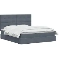 vidaXL LED opbergbed met matras Donkergrijs 180 x 200 cm Fluweel