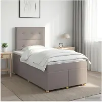 vidaXL Boxspringbed met matras met hoofdeinde Taupe 120 x 200 cm Stof