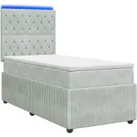 vidaXL LED boxspringbed met matras, lichtgrijs, 80 x 200 cm, fluweel