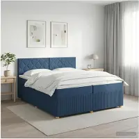 vidaXL Boxspringbed met matras met hoofdeinde Blauw 200 x 200 cm Stof