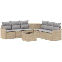 vidaXL Bankstel 8 st Beige en Lichtgrijs 55 x 55 x 37 cm