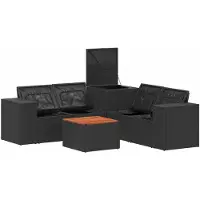 vidaXL Bankstel 6 st Zwart en Crème Wit 55 x 55 x 37 cm