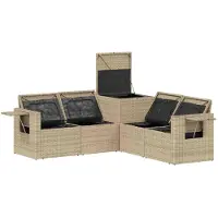 vidaXL Bankstel 5 st Beige en Crème Wit 179 x 179 x 85 cm