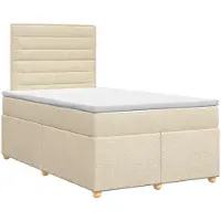 vidaXL Boxspringbed met matras Crèmekleurig 120 x 200 cm Stof