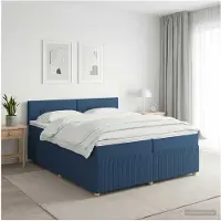 vidaXL Boxspringbed met matras met hoofdeinde Blauw 200 x 200 cm Stof