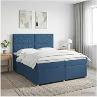 vidaXL Boxspringbed met matras met hoofdeinde Blauw 200 x 200 cm Stof