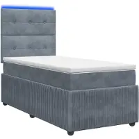 Syfax LED Boxspring Bed met Matras Donkergrijs 90 x 190 cm Fluweel