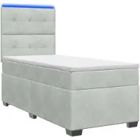 vidaXL Boxspringbed met matras, lichtgrijs, 90 x 200 cm, fluweel
