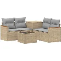 vidaXL Bankstel 6 st Beige en Lichtgrijs 55 x 55 x 37 cm