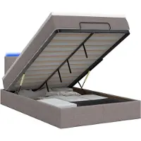vidaXL Ottomanbed met matras en LED-verlichting, taupekleurig, 120 x 190 cm, met stoffen bekleding