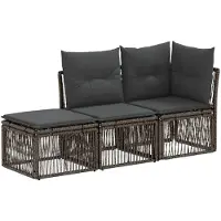 vidaXL Tuinbank Set 3 st 3-Aantal zitplaatsen Grijs poly rattan