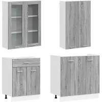 vidaXL Keukenelement LYON, 8 stuks, grijs Sonoma, houtfineer
