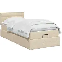 vidaXL Ottoman bed met matras Crèmekleurig 100 x 200 cm Stof