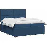 vidaXL LED boxspringbed met matras, blauw, 200 x 200 cm, gestoffeerd