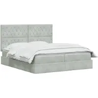 vidaXL Opbergbed met hoofdeinde Lichtgrijs 200 x 200 cm Fluweel