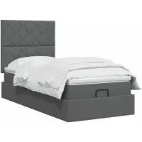 vidaXL Ottoman bed met matras Donkergrijs 90 x 200 cm Stof