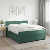vidaXL Boxspringbed met matras Donkergroen 140 x 200 cm Fluweel