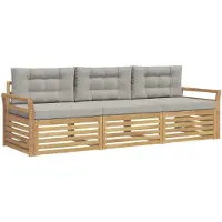 vidaXL Buiten bank set 3 st Wit en Lichtgrijs Massief Acacia Hout
