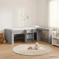 Prolenta Maison Exclusive - Stapelbed met bureau voor kinderen, 2 stuks, Sonoma-grijs