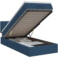 vidaXL Ottoman bed met matras en hoofdeinde, blauw, 80 x 200 cm, stof