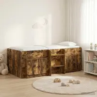 Prolenta Maison Exclusive - Bedframe in loftstijl met kast met deur, 3 stuks, gerookt eikenhout