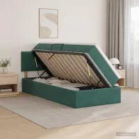 vidaXL LED-bed met matras, donkergroen, 100 x 200 cm, fluweel