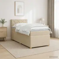 vidaXL Boxspringbed met matras, crème kleur, 100 x 200 cm, gestoffeerd